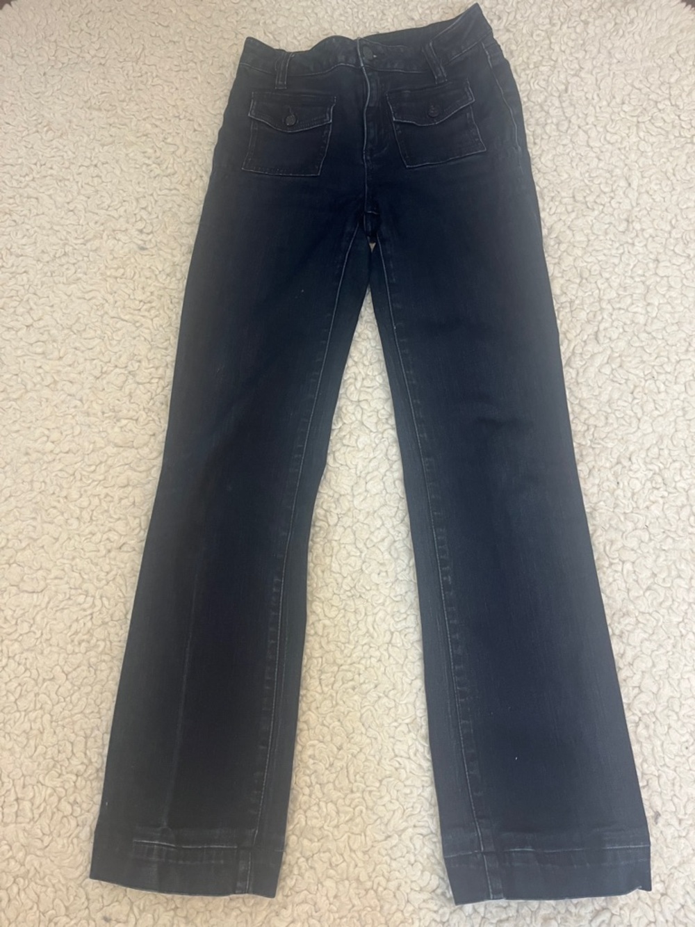 Tory Burch Dark Black Wide-Leg Denim Jeans